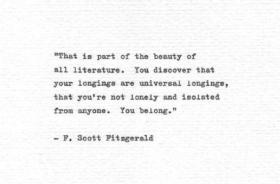 F. Scott Fitzgerald Hand Typed Quote “You Belong.” Vintage Typewriter Inspirational Type Letterpress Print Motivational Art Scrapbooking