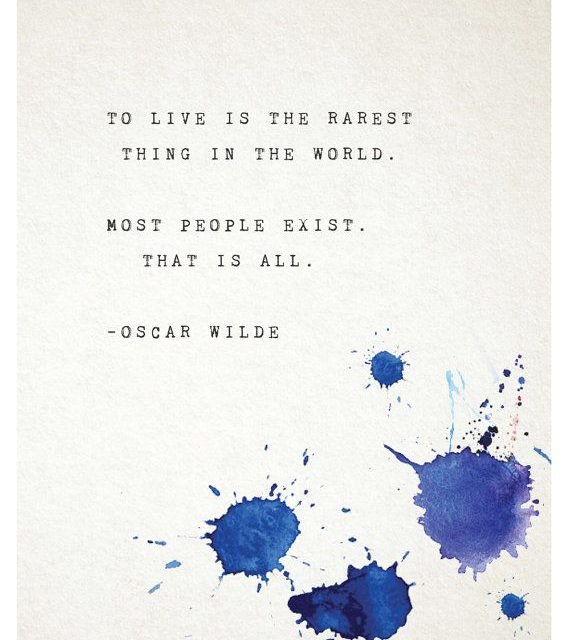 Oscar Wilde Quote Poster, to live is the rarest thing, most people exist, poetry print, wall decor, typography, gift for men, literary quote