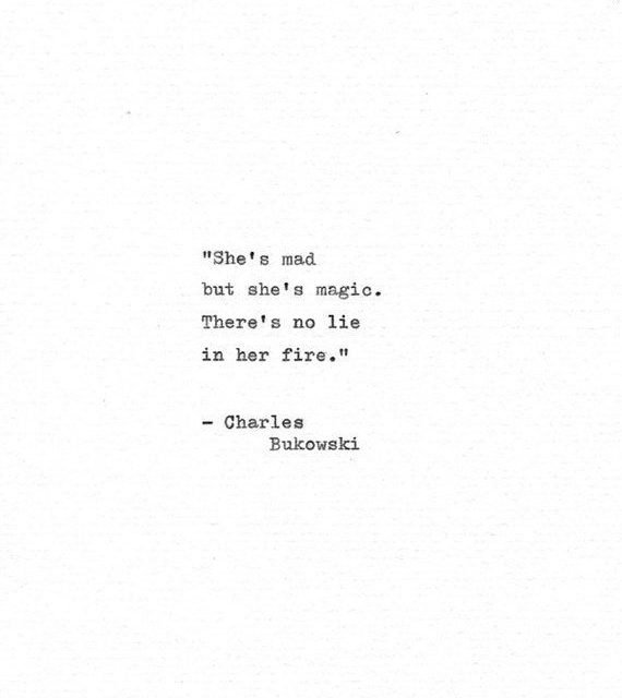 Charles Bukowski Letterpress Quote “She’s mad but she’s magic…” Vintage Typewriter Love Print Hand Typed Poetry Gift Inspirational Love