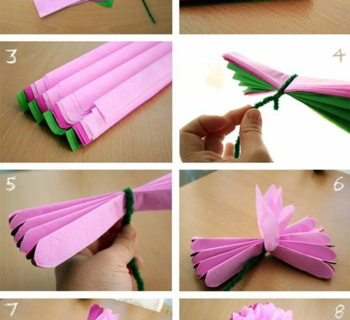 Fabriquer une fleur en papier de soie – 67 idées DIY remarquables