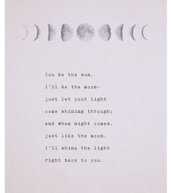 Love poem you be the sun, Ill be the moon, phases of the moon, love poetry, gifts for her, romantic gift, moon art, long distance quote