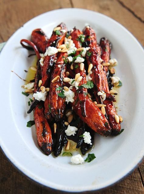Oven-Roasted Carrots with Goat Cheese, Pine Nuts & Balsamic – DeLallo