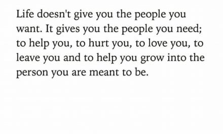 Life gives you the people you need.
