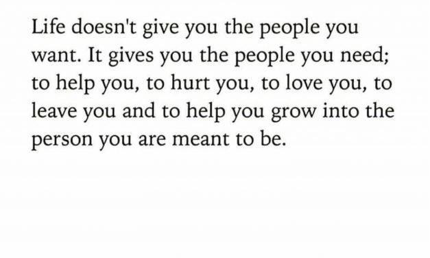 Life gives you the people you need.