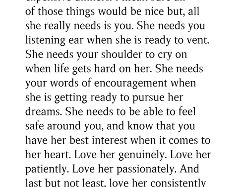 If She Is Loyal. She Doesn’t Need Expensive Gifts. She Doesn’t Need Expensive Dinners