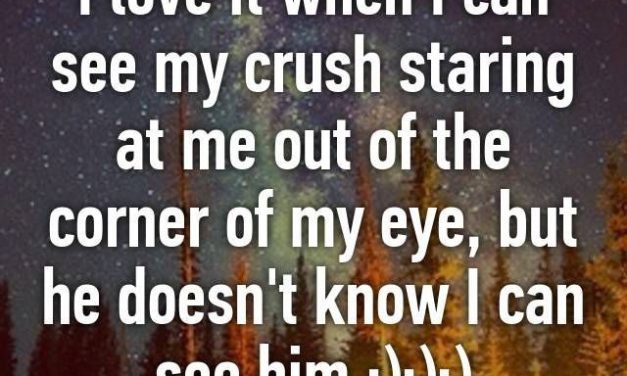 I love it when I can see my crush staring at me out of the corner of my eye, but he doesn’t know I can see him :):):)