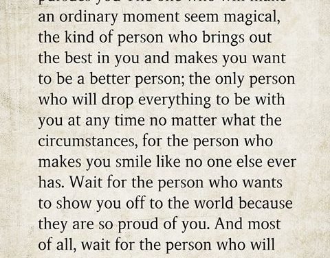 Wait For The Person Who Pursues You
