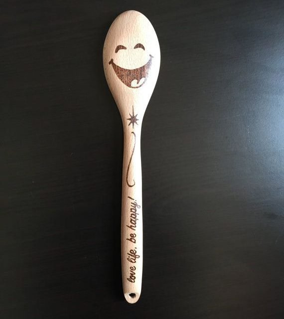 Valentines Day Happy Face Engraved Wooden Spoon, Personalized Gift for Student, Gift for Cheerful Person, Emoji Smiley Face, Galentines Gift