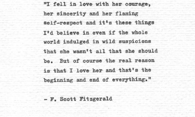F. Scott Fitzgerald Letterpress Quote “I fell in love…” Vintage Typewriter Romantic Print Hand Typed Art Love Quote Typed Words