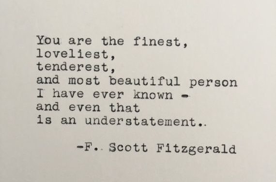 F. Scott Fitzgerald Love Quote Typed on Typewriter – 4×6 White Cardstock