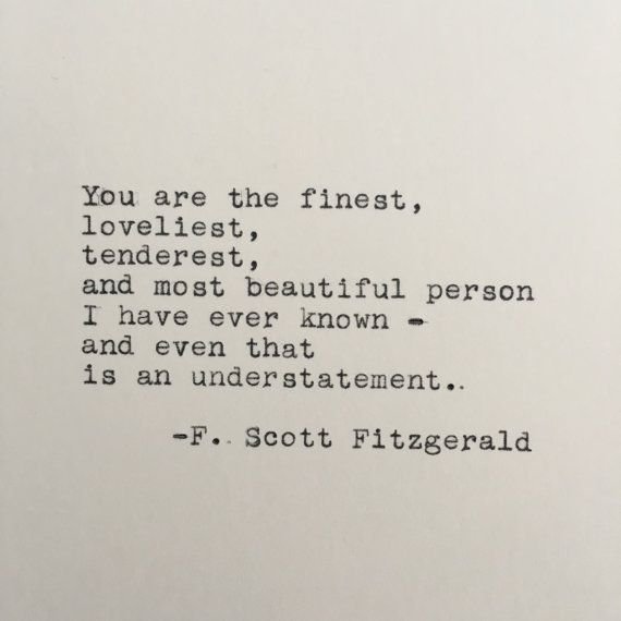 F. Scott Fitzgerald Love Quote Typed on Typewriter – 4×6 White Cardstock