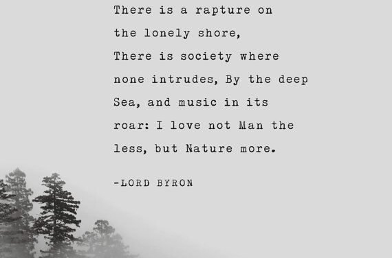 Lord Byron nature poem, there is a pleasure in the pathless woods, gifts for men, poetry art, quote poster, trees art, for him