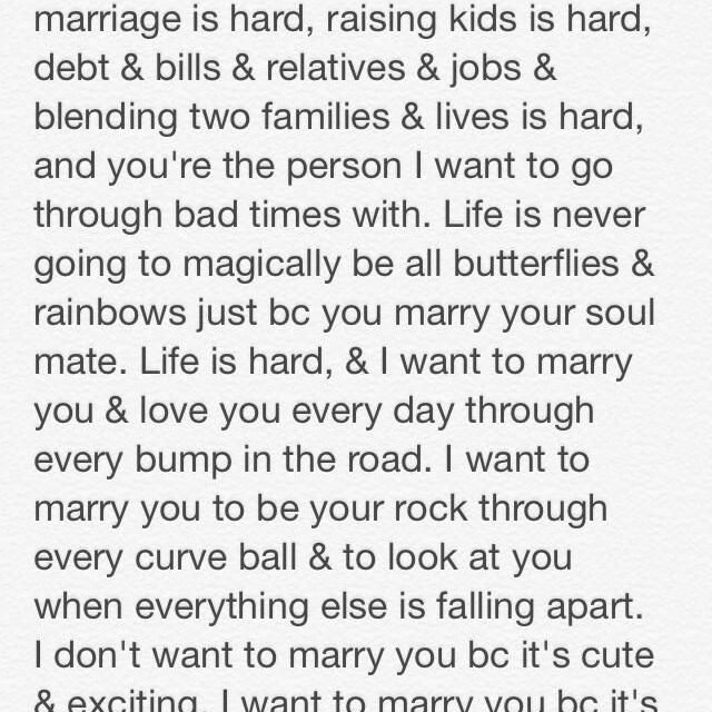 I want to marry you because..