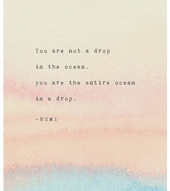 Rumi quote print, you are not a drop in the ocean, you are the entire ocean in a drop, Rumi poetry art, watercolor quote, gifts for her