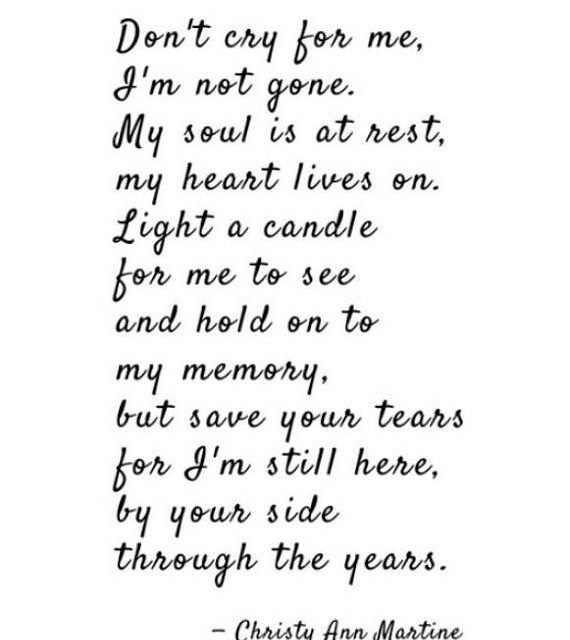 Sympathy Gift Poem Print Grief Gifts Don’t Cry for Me Poem by Christy Ann Martine