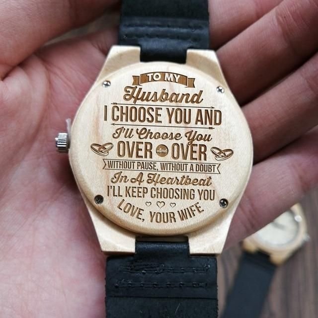 To My Husband-Mere Words Cannot Begin To Tell You How I Feel Engraved Wooden Watch Personalized Wooden Watch Gift for Men – X1607